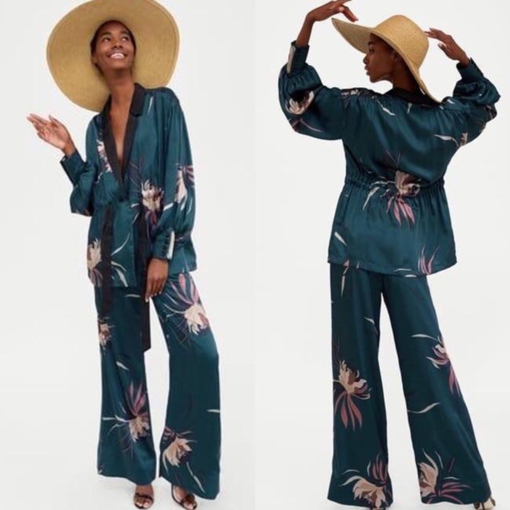 Blue Floral Blouse Jacket